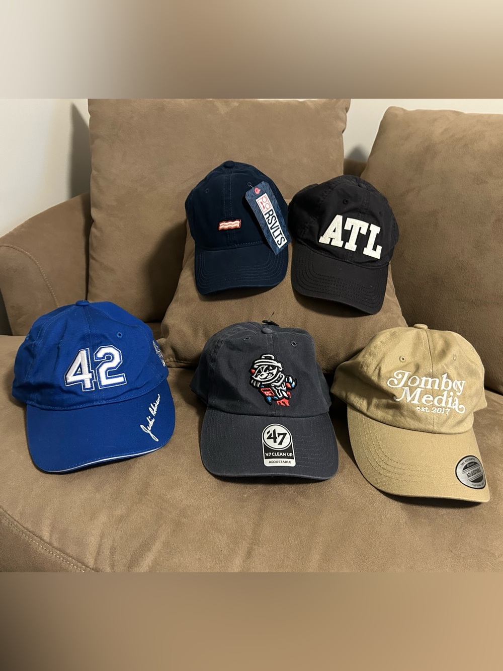 Bundle of Assorted Six Baseball Caps - Navy, Black, Blue, Gray, Khaki*